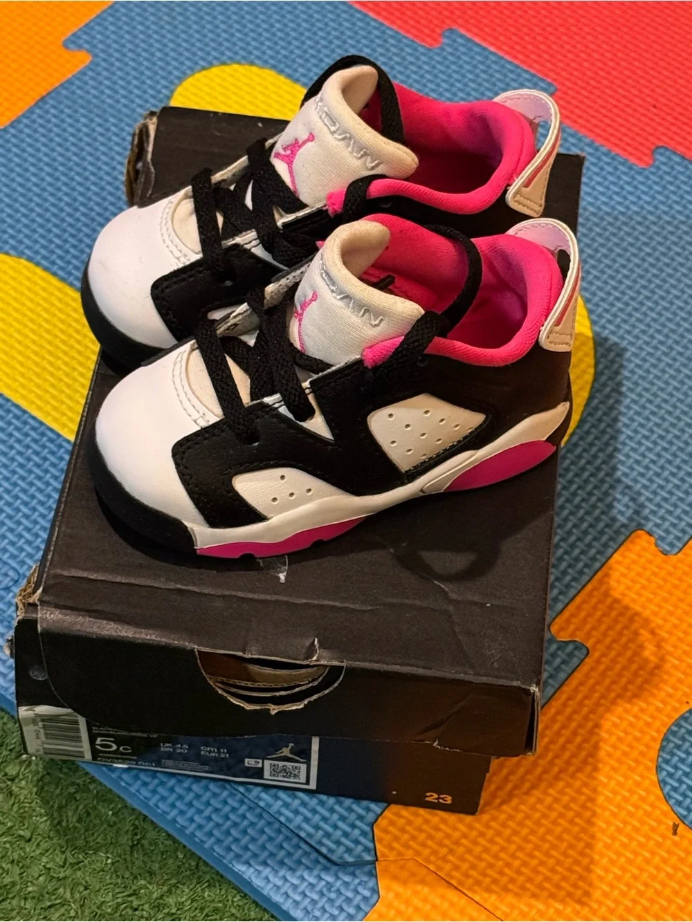Jordan Kids' Black White Pink Low-Top Sneakers Excellent Condition Size 5C